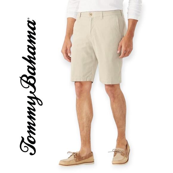 Tommy Bahama Other - Tommy Bahama | 36 | Havana Herringbone Silk-Blend 9 In Inseam Flat Front Shorts